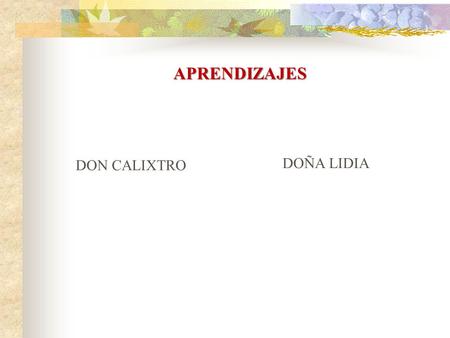 DON CALIXTRO DOÑA LIDIA APRENDIZAJES ESTRATEGIAS PARA ESTUDIAR Y LOGRAR UN APRENDIZAJE SIGNIFICATIVO Y CON ALTAS CALIFICACIONES.