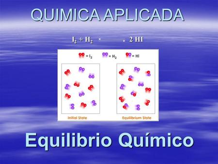 QUIMICA APLICADA I2 + H2 2 HI Equilibrio Químico.