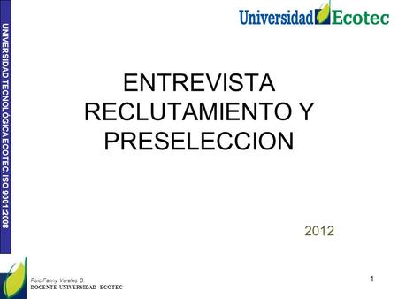 ENTREVISTA RECLUTAMIENTO Y PRESELECCION