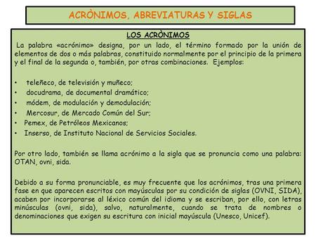 ACRÒNIMOS, ABREVIATURAS Y SIGLAS