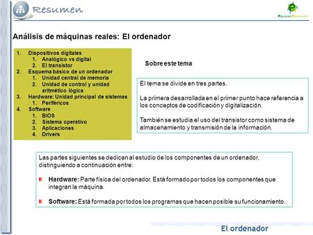 Análisis de máquinas reales: El ordenador