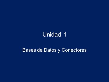 Bases de Datos y Conectores