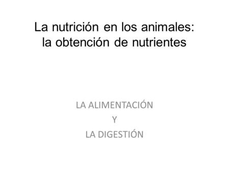 La nutrición en los animales: la obtención de nutrientes
