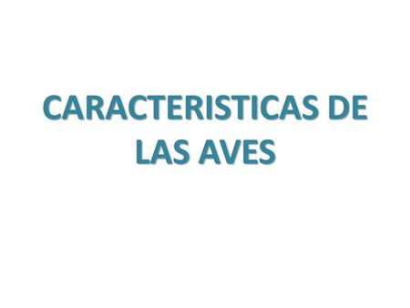 CARACTERISTICAS DE LAS AVES