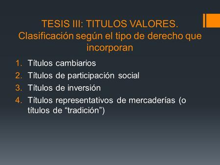 TESIS III: TITULOS VALORES