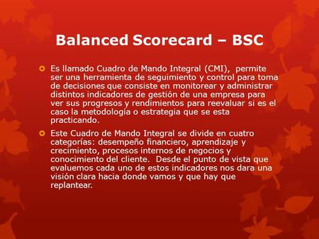 Balanced Scorecard – BSC