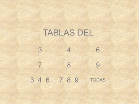 TABLAS DEL 3 4 6 7 8 9 3 4 6 7 8 9 TODAS.