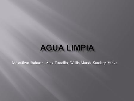 Mostafizur Rahman, Alex Tsantilis, Willis Marsh, Sandeep Vanka.