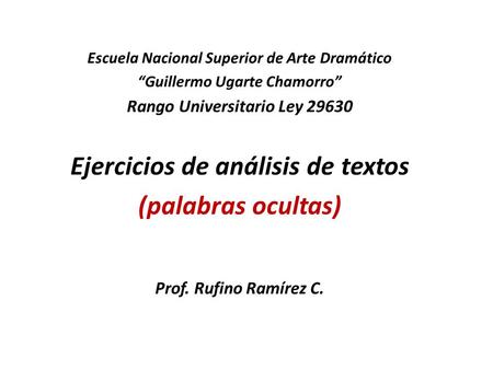 Ejercicios de análisis de textos (palabras ocultas)