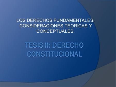 LOS DERECHOS FUNDAMENTALES: CONSIDERACIONES TEORICAS Y CONCEPTUALES.