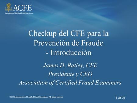 Checkup del CFE para la Prevención de Fraude - Introducción
