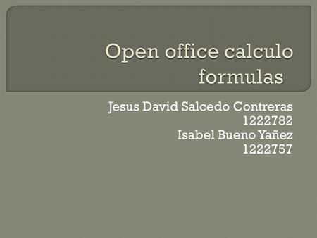Jesus David Salcedo Contreras 1222782 Isabel Bueno Yañez 1222757.
