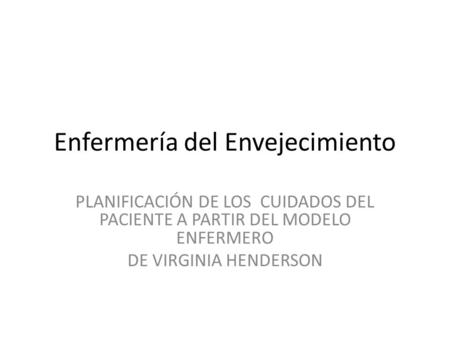 Enfermería del Envejecimiento