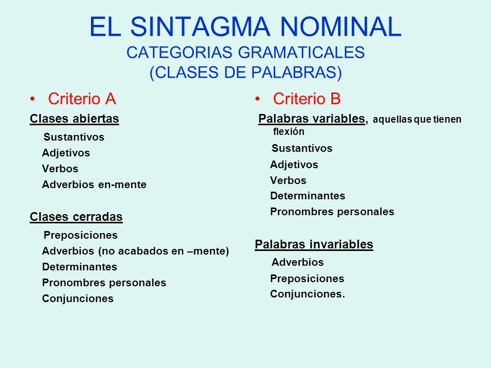 El Sintagma Nominal Categorias Gramaticales Clases De Palabras Ppt Video Online Descargar