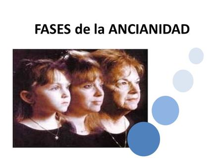 FASES de la ANCIANIDAD Debes sentirte estar en manos del.