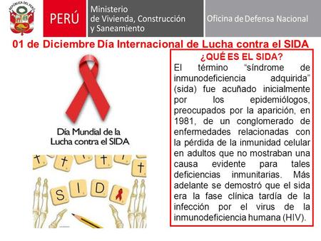 01 de Diciembre Día Internacional de Lucha contra el SIDA