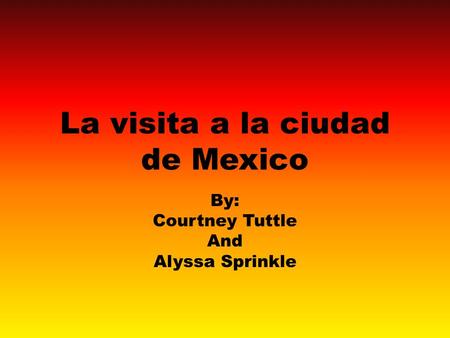 La visita a la ciudad de Mexico By: Courtney Tuttle And Alyssa Sprinkle.