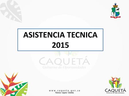 ASISTENCIA TECNICA 2015. A.T Por Municipio Como se puede visualizar en la grafica, la Oficina de Calidad es la que mas aparta al Plan de Asistencia Técnica.