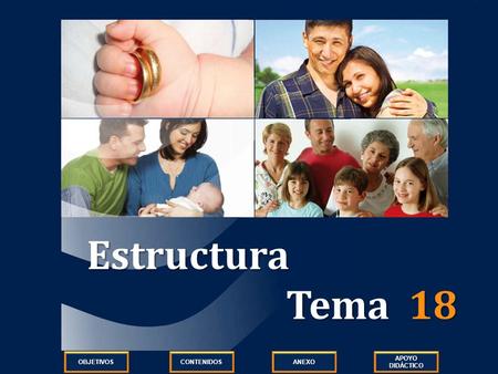 Estructura Tema 18 OBJETIVOS CONTENIDOS ANEXO APOYO DIDÁCTICO APOYO DIDÁCTICO.