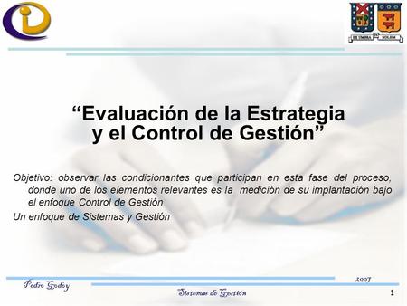 “Evaluación de la Estrategia y el Control de Gestión”