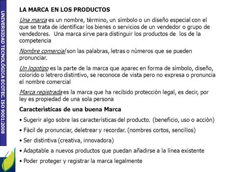 LA MARCA EN LOS PRODUCTOS