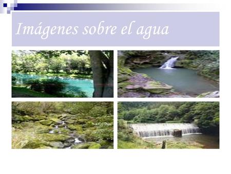 Imágenes sobre el agua. La molécula del agua El agua es la molécula mas abundante en los seres vivos. Representa entre 70 y 90 % del peso de la mayor.