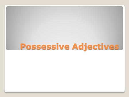 Possessive Adjectives