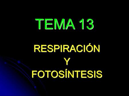 TEMA 13 RESPIRACIÓN Y FOTOSÍNTESIS 1.