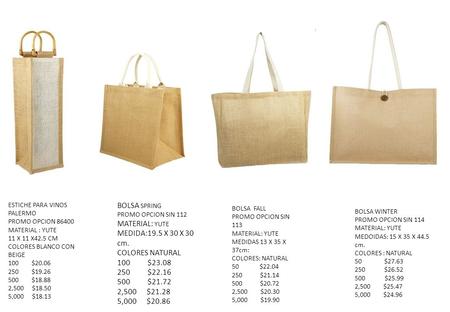 BOLSA SPRING MATERIAL: YUTE MEDIDA:19.5 X 30 X 30 cm. COLORES NATURAL