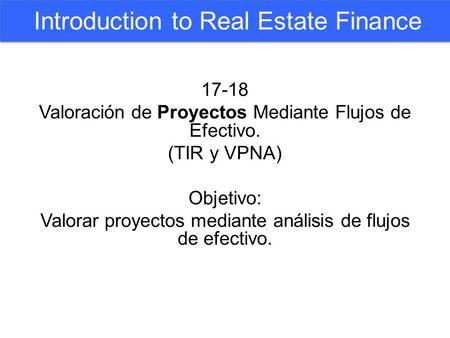 Introduction to Real Estate Finance