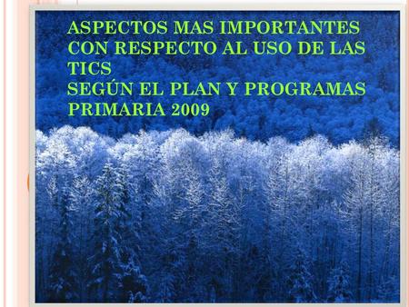 ASPECTOS MAS IMPORTANTES CON RESPECTO AL USO DE LAS TICS SEGÚN EL PLAN Y PROGRAMAS PRIMARIA 2009.
