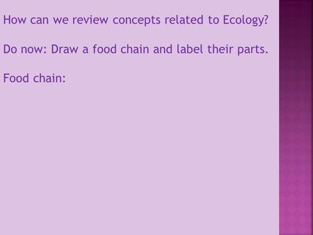 How can we review concepts related to Ecology?