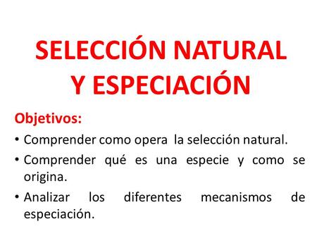Selección natural y especiación