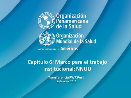 0 Capítulo 6: Marco para el trabajo institucional: NNUU Transferencia PWR Perú Setiembre, 2015.