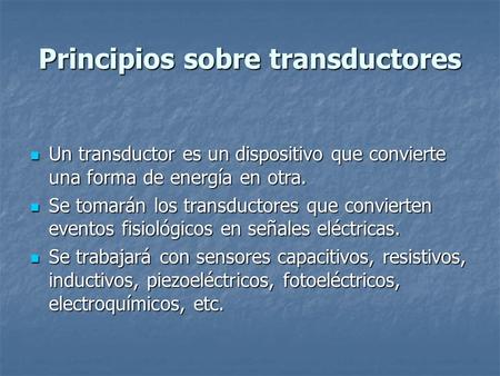 Principios sobre transductores