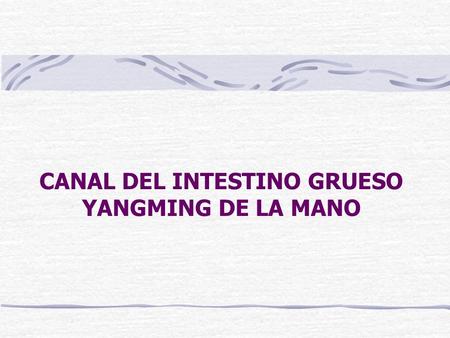 CANAL DEL INTESTINO GRUESO YANGMING DE LA MANO
