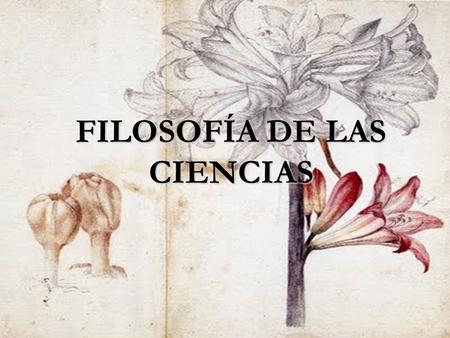 FILOSOFÍA DE LAS CIENCIAS