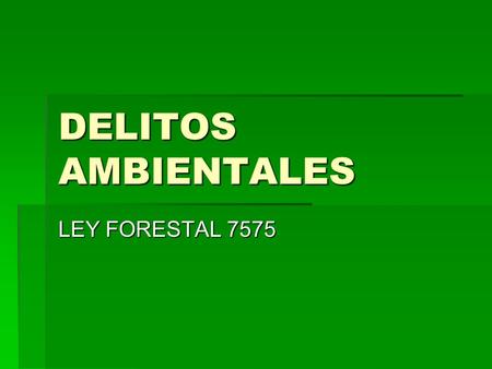 DELITOS AMBIENTALES LEY FORESTAL 7575.