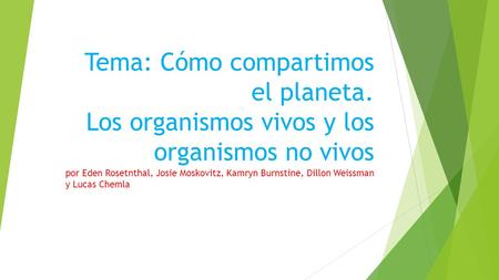 Tema: Cómo compartimos el planeta