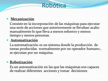 Robótica Mecanización