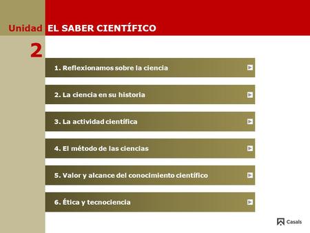 2 Unidad EL SABER CIENTÍFICO 1. Reflexionamos sobre la ciencia