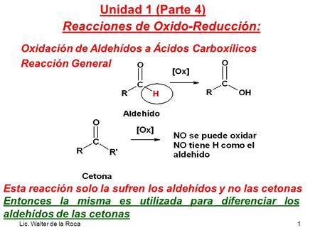 Reacciones de Oxido-Reducción: