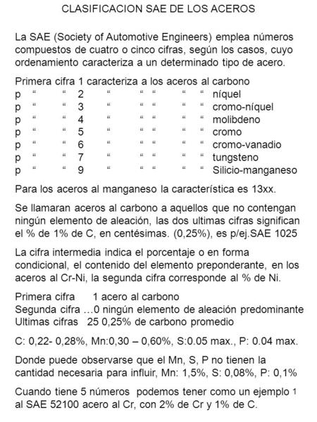 CLASIFICACION SAE DE LOS ACEROS