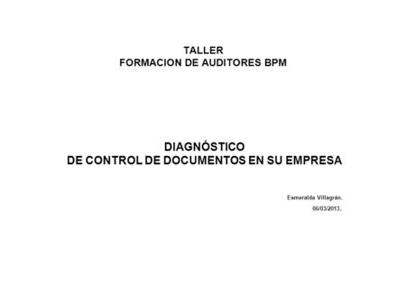 TALLER FORMACION DE AUDITORES BPM