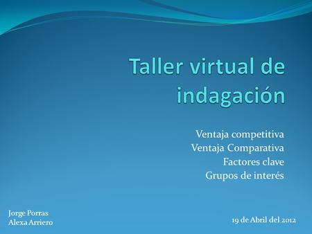 Taller virtual de indagación