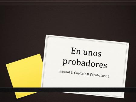 En unos probadores Español 2: Capítulo 8 Vocabulario 1.