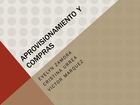 APROVISIONAMIENTO Y COMPRAS