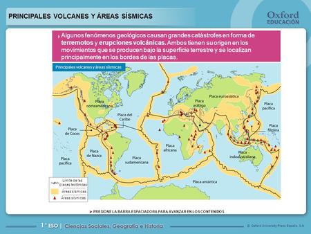 Principales volcanes y áreas sísmicas