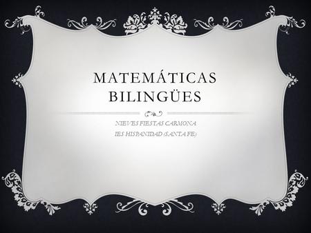 MATEMÁTICAS BILINGÜES