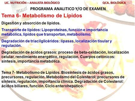 PROGRAMA ANALITICO Y/O DE EXAMEN